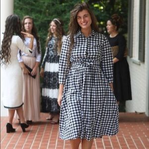 Black + White Checkered Midi Dress